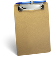 Memo Size, Recycled Wood Clipboard with Pen Holder, Low Profile Clip, PKG of 24