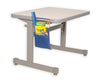 Stick on the Hand-e-Sack for instant storage of school supplies on the side of a student desk. Featured in blue with school supplies.